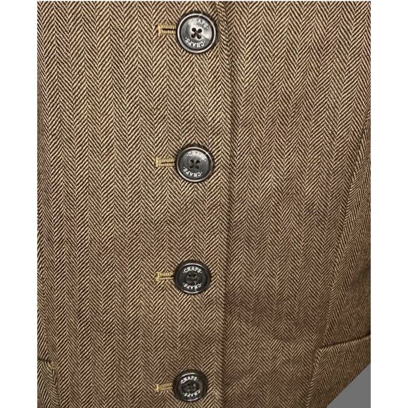 CHAPS Ralph Lauren Tweed Blazer Brown Wool Herringbone Jacket Academia Size 16 - Picture 3 of 16